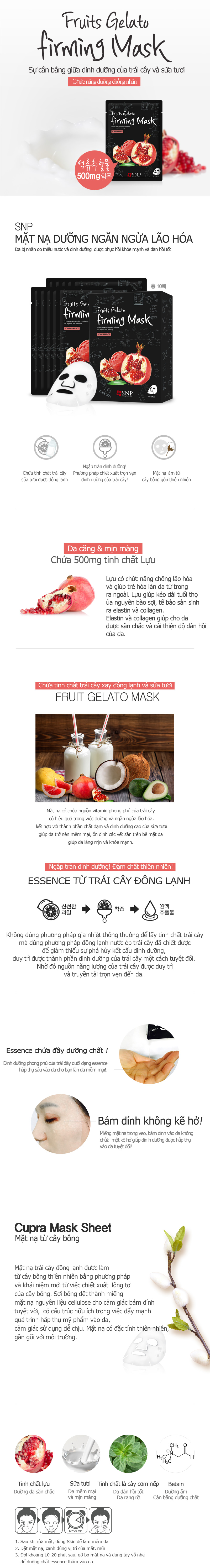 Mặt nạ dưỡng chống nhăn tinh chất lựu xay đông lạnh - SNP Fruits Gelato Firming Mask